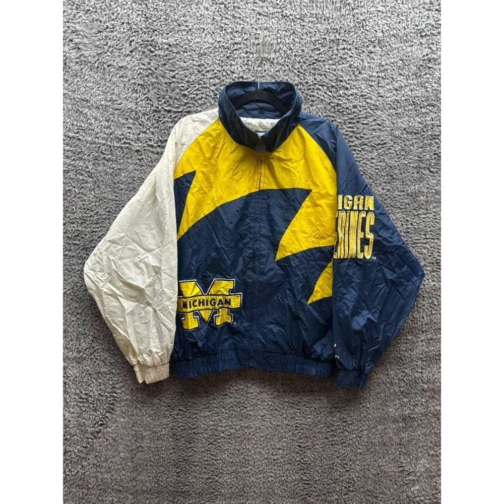 Vintage‎ Logo Athletic Michigan Wolverines Shark Tooth Windbreaker Jacket Size L
